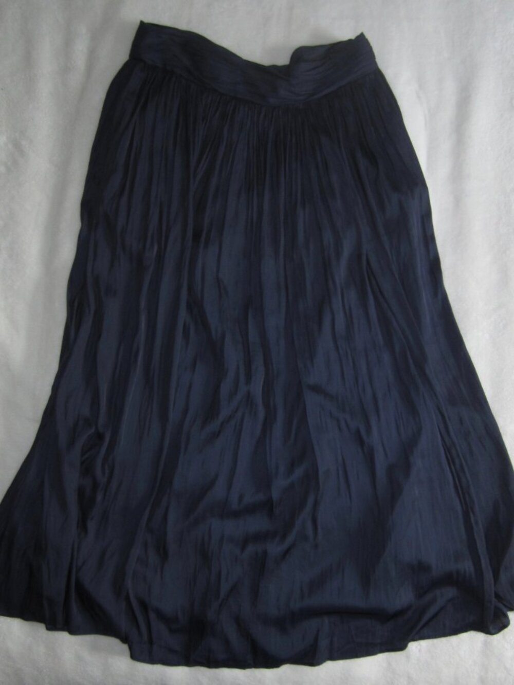 POINT SUR by J Crew Satin Crinkled Maxi Skirt Style J8174 Navy Women's 10